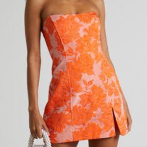 Showpo Orange Brailey Midi Dress - Thigh Slit Strapless Dress